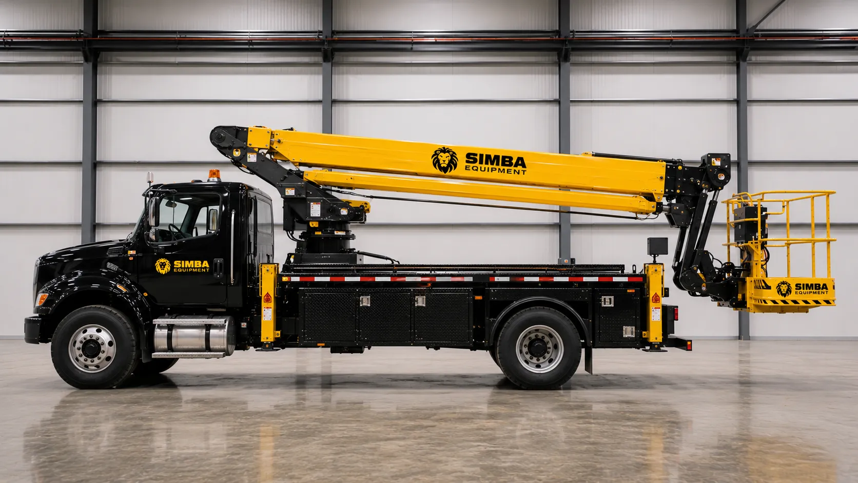 Truck-mounted aerial platform with boom extended