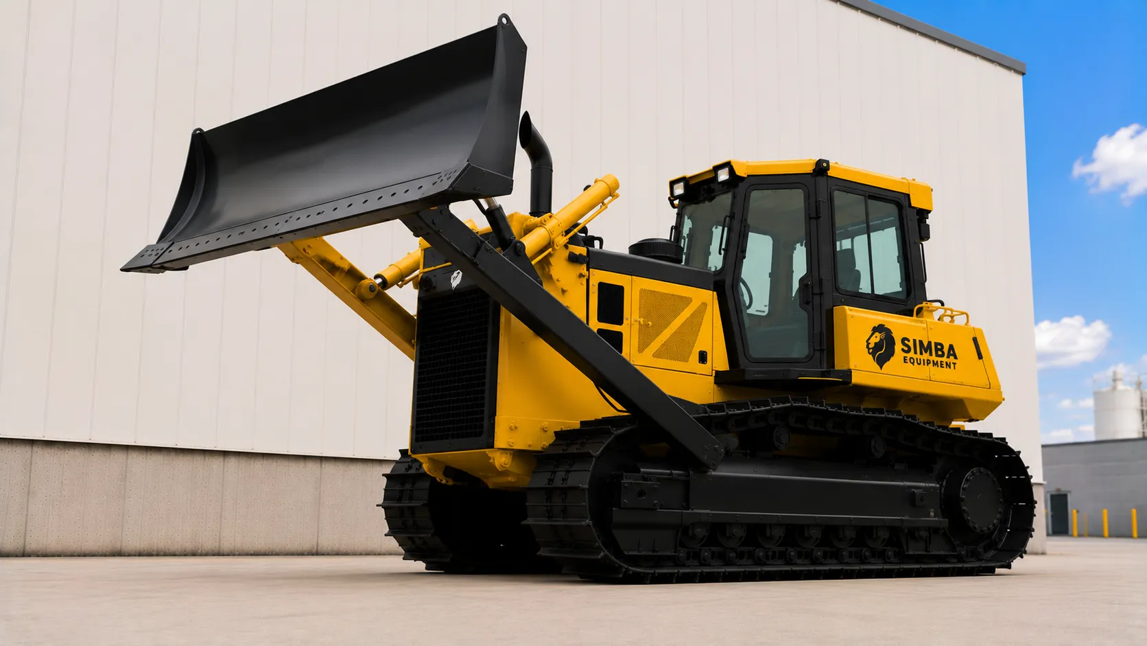 Bulldozer with blade on an active job site