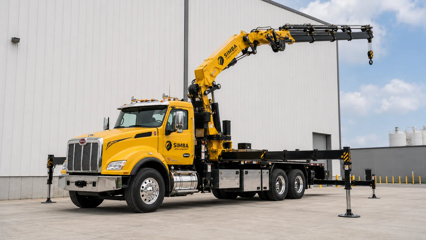 Knuckle boom crane front quarter view