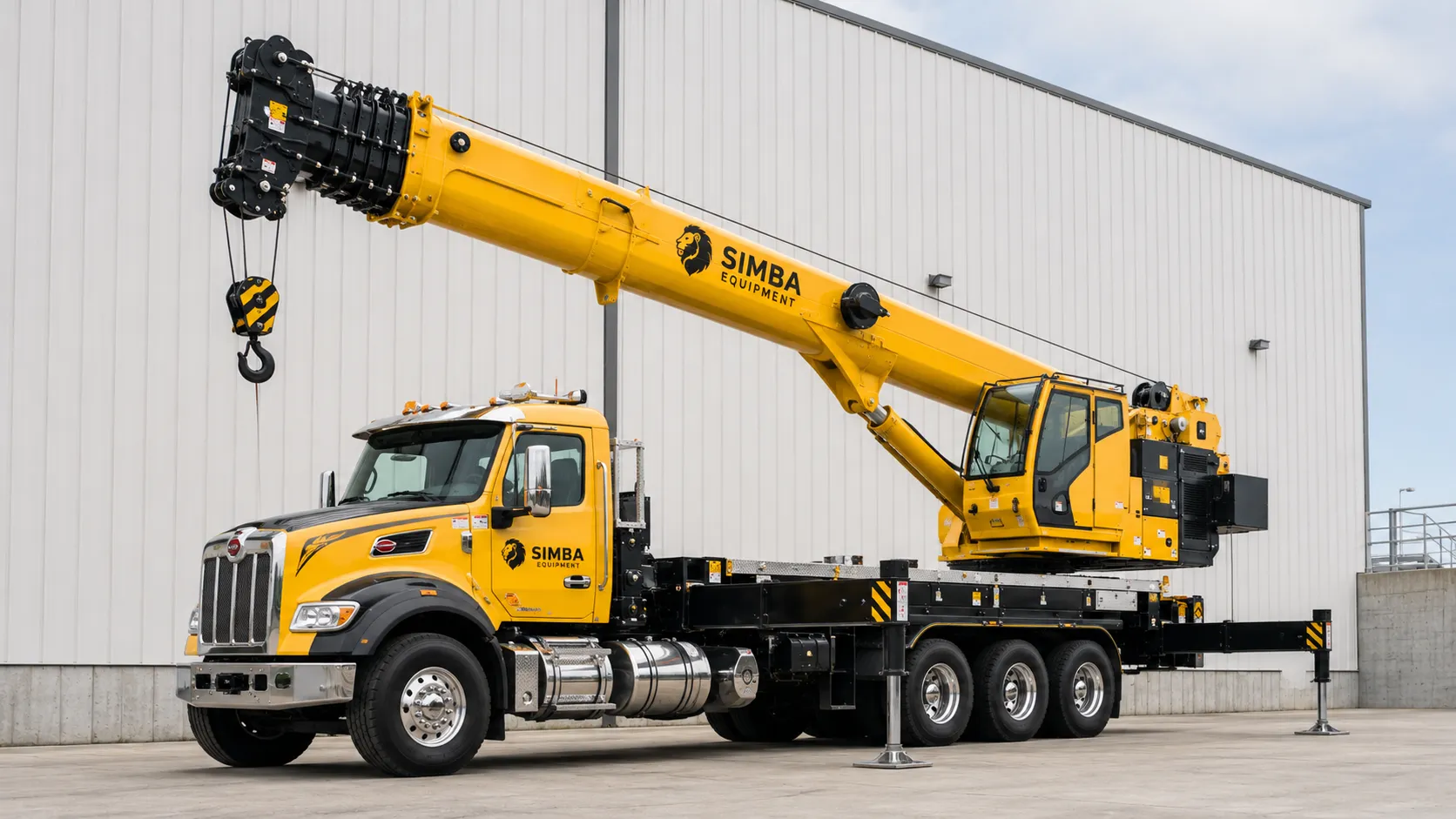Truck mounted crane front quarter view