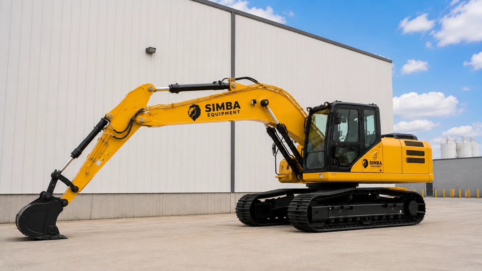 Hydraulic excavator digging on a job site