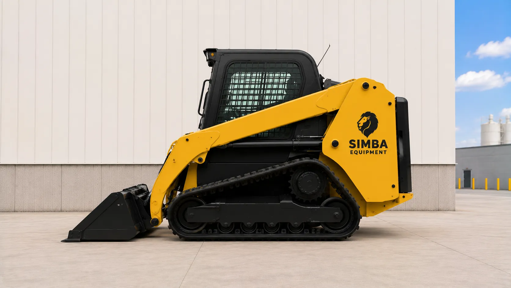 Skid steer loader side profile view