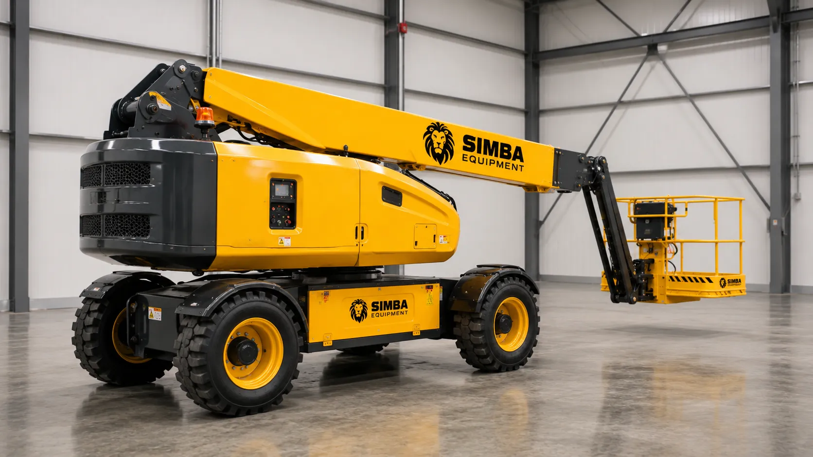 75' boom lift front quarter view