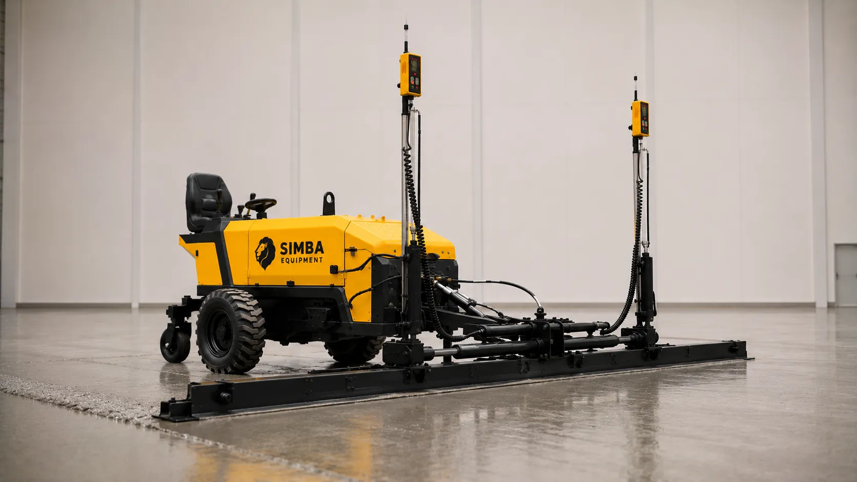 Concrete laser screed in operation on a floor slab